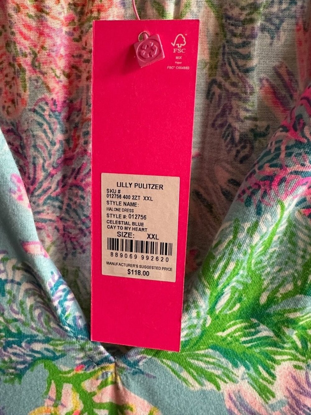 Lilly Pulitzer Women's MALONE Mini Dress Celestial Blue Cay To My Heart XXL NEW - Picture 6 of 8